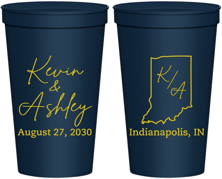 Personalized Wedding 22 oz Stadium Cups - Indiana | 113