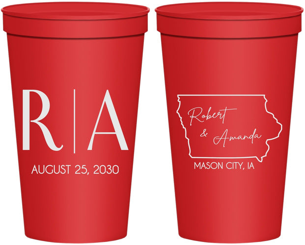 Personalized Wedding 22 oz Stadium Cups - Iowa | 114