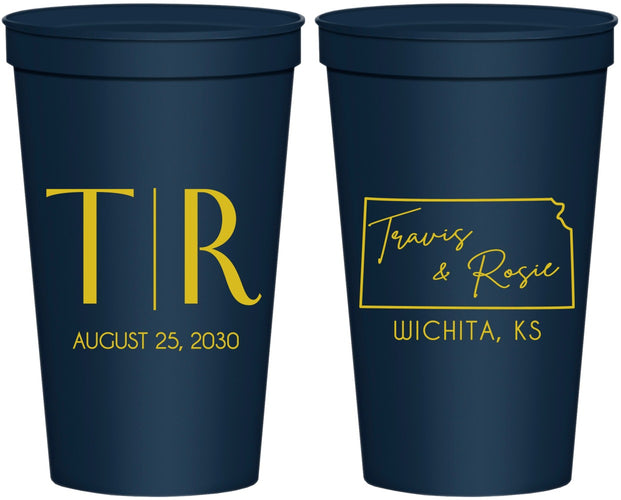 Personalized Wedding 22 oz Stadium Cups - Kansas | 115