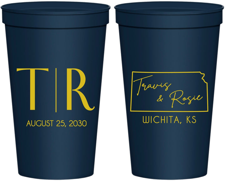 Personalized Wedding 22 oz Stadium Cups - Kansas | 115