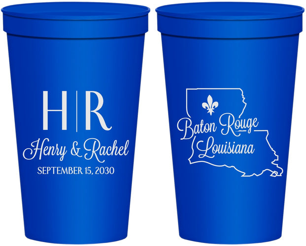 Personalized Wedding 22 oz Stadium Cups - Louisiana | 117
