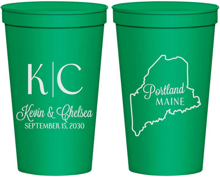 Personalized Wedding 22 oz Stadium Cups - Maine | 118