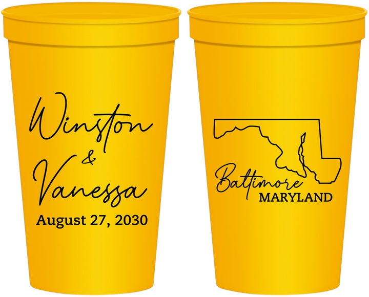 Personalized Wedding 22 oz Stadium Cups - Maryland | 119