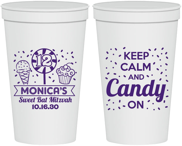 Personalized Bat Mitzvah 22 oz Stadium Cups - 12th Birthday Cupcake | 120001