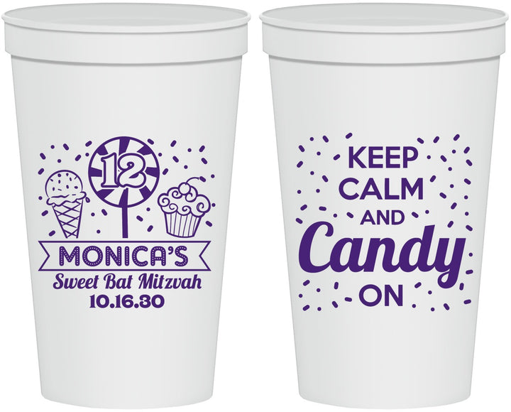 Personalized Bat Mitzvah 22 oz Stadium Cups - 12th Birthday Cupcake | 120001