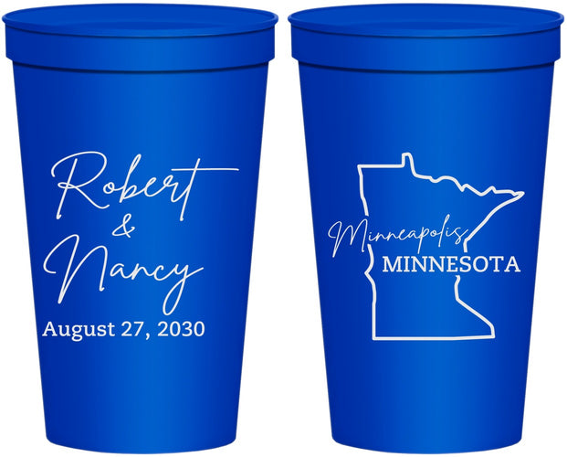 Personalized Wedding 22 oz Stadium Cups - Minnesota | 122