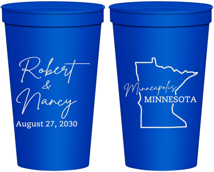 Personalized Wedding 22 oz Stadium Cups - Minnesota | 122