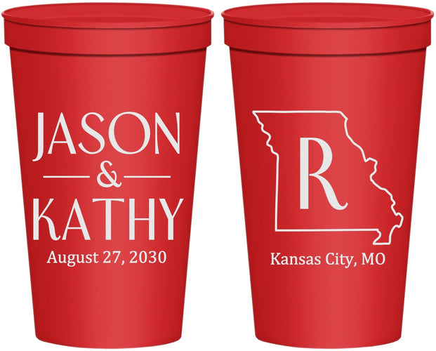 Personalized Wedding 22 oz Stadium Cups - Missouri | 124