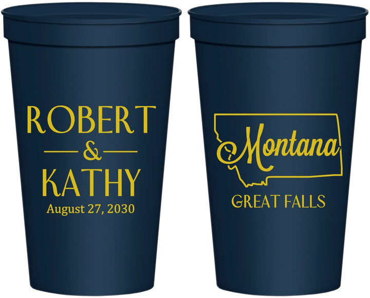 Personalized Wedding 22 oz Stadium Cups - Montana | 125