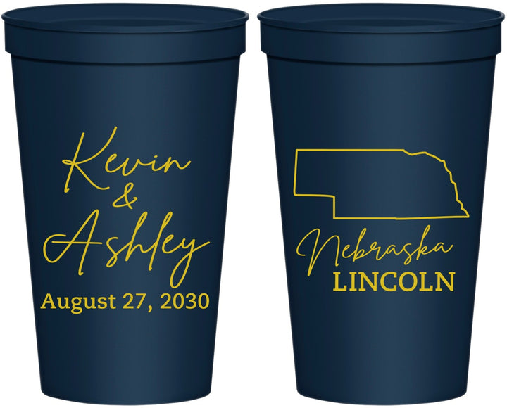 Personalized Wedding 22 oz Stadium Cups - Nebraska | 126