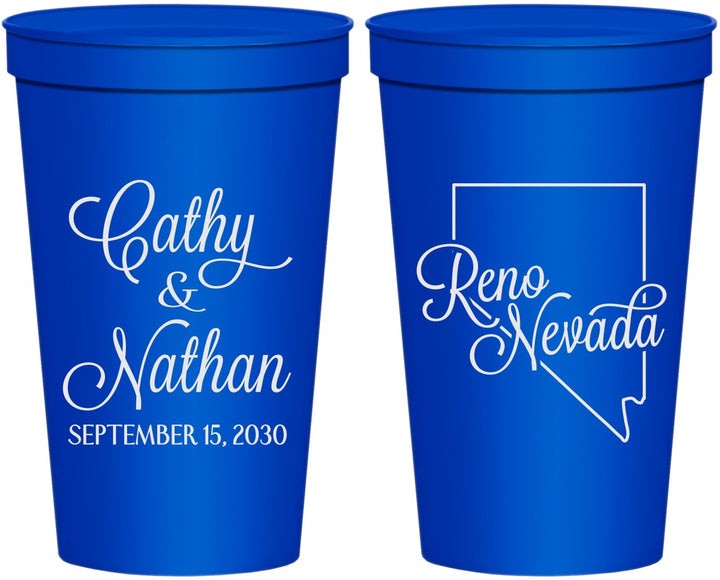 Personalized Wedding 22 oz Stadium Cups - Nevada | 127