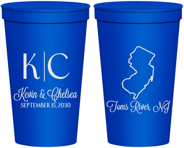 Personalized Wedding 22 oz Stadium Cups - New Jersey | 129