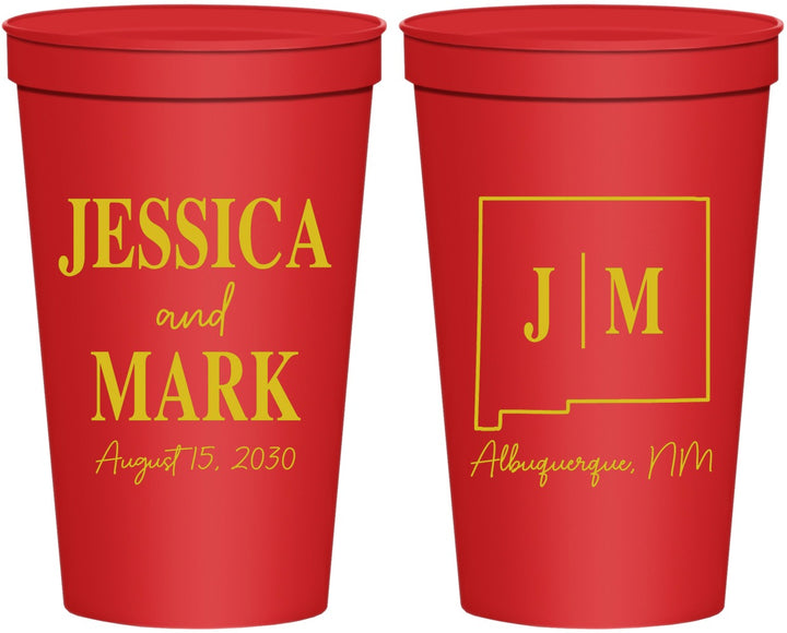 Personalized Wedding 22 oz Stadium Cups - New Mexico | 130