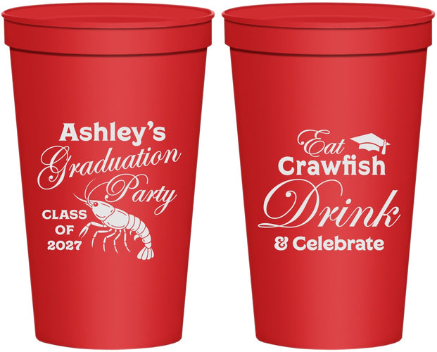 Personalized Graduation 22 oz Stadium Cups - Class Of 2027 Crawfish Boil | 130000