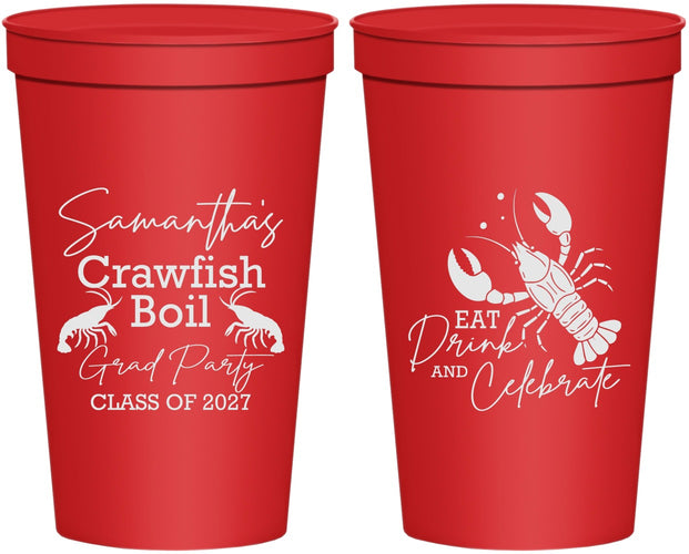 Personalized Graduation 22 oz Stadium Cups - Class Of 2027 Crawfish Boil | 130002
