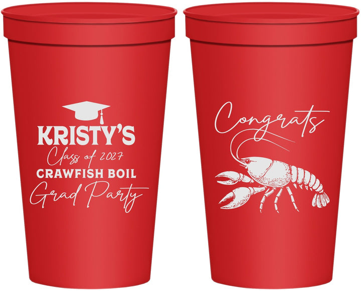 Personalized Graduation 22 oz Stadium Cups - Class Of 2027 Crawfish Boil | 130003