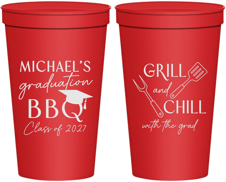 Personalized Graduation 22 oz Stadium Cups - Class Of 2027 Bbq | 130009