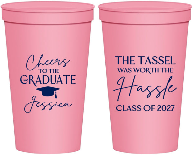 Personalized Graduation 22 oz Stadium Cups - Class Of 2027 Tassel Hassel | 130010