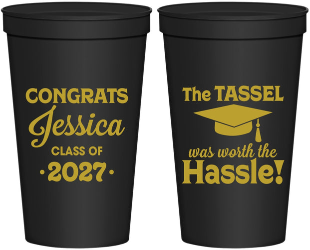 Personalized Graduation 22 oz Stadium Cups - Class Of 2027 Tassel Hassel | 130012