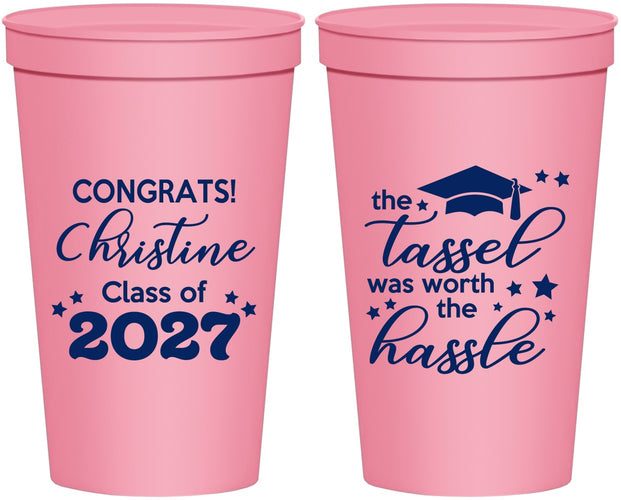 Personalized Graduation 22 oz Stadium Cups - Class Of 2027 Tassel Hassel | 130013