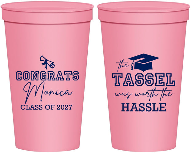 Personalized Graduation 22 oz Stadium Cups - Class Of 2027 Tassel Hassel | 130014