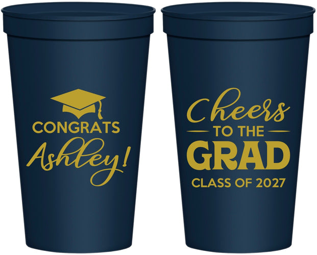Personalized Graduation 22 oz Stadium Cups - Class Of 2027 Cheers Grad | 130020