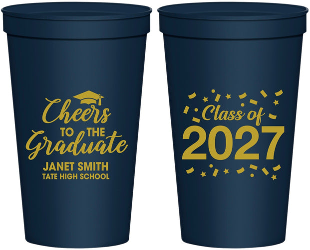 Personalized Graduation 22 oz Stadium Cups - Class Of 2027 Cheers Graduate | 130021