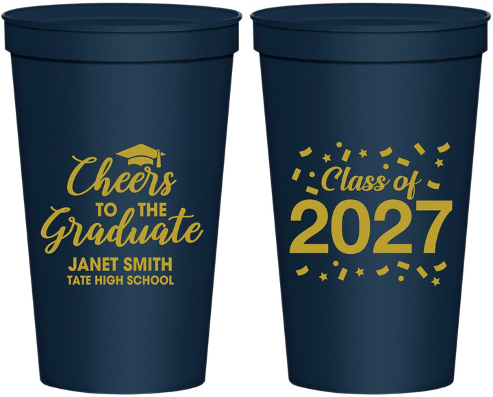 Personalized Graduation 22 oz Stadium Cups - Class Of 2027 Cheers Graduate | 130021