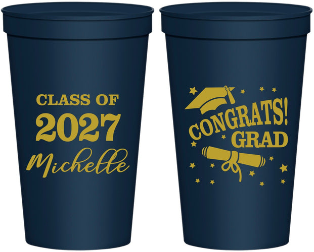 Personalized Graduation 22 oz Stadium Cups - Class Of 2027 Congrats | 130027