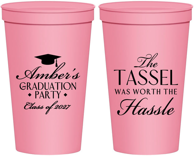 Personalized Graduation 22 oz Stadium Cups - Class Of 2027 Tassel Hassel | 130030