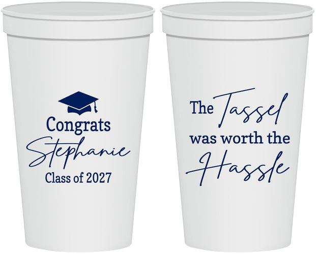 Personalized Graduation 22 oz Stadium Cups - Class Of 2027 Tassel Hassel | 130031