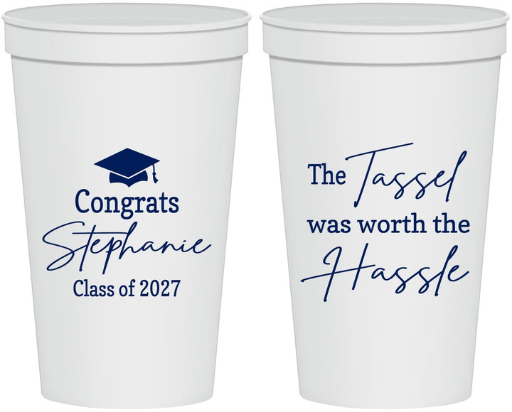 Personalized Graduation 22 oz Stadium Cups - Class Of 2027 Tassel Hassel | 130031