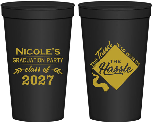 Personalized Graduation 22 oz Stadium Cups - Class Of 2027 Tassel Hassel | 130032