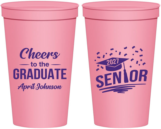 Personalized Graduation 22 oz Stadium Cups - Class Of 2027 Cheers Graduate | 130035