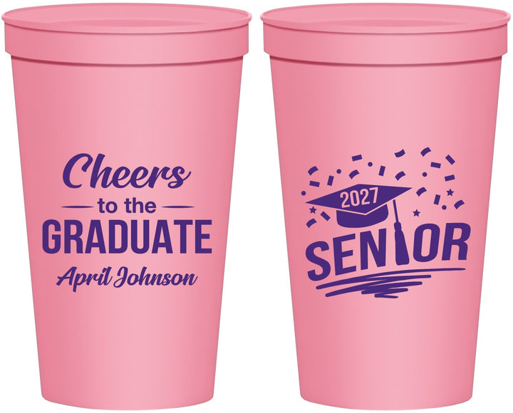 Personalized Graduation 22 oz Stadium Cups - Class Of 2027 Cheers Graduate | 130035