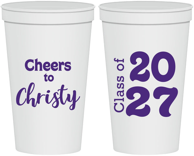 Personalized Graduation 22 oz Stadium Cups - Class Of 2027 Cheers | 130037