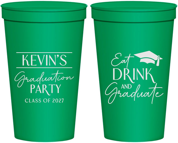 Personalized Graduation 22 oz Stadium Cups - Class Of 2027 Eat Drink Graduate | 130043