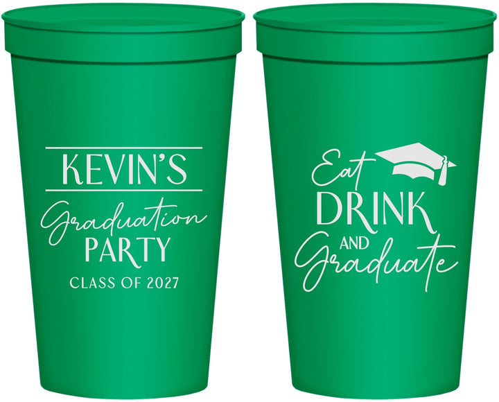 Personalized Graduation 22 oz Stadium Cups - Class Of 2027 Eat Drink Graduate | 130043