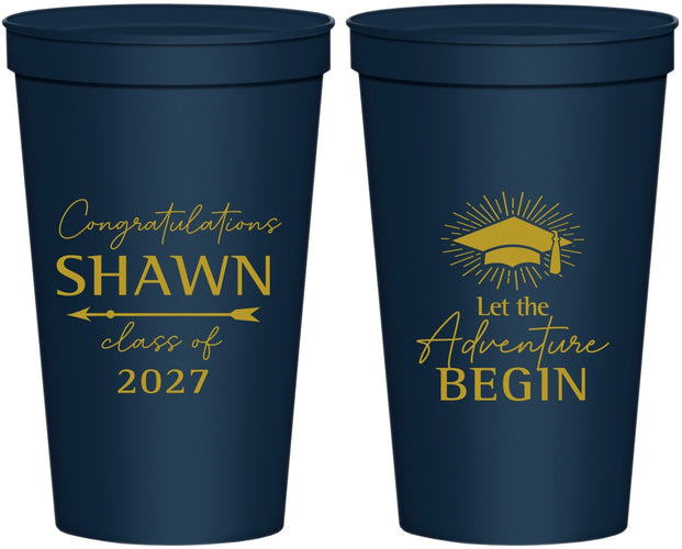 Personalized Graduation 22 oz Stadium Cups - Class Of 2027 Adventure Begin | 130048