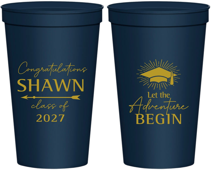 Personalized Graduation 22 oz Stadium Cups - Class Of 2027 Adventure Begin | 130048