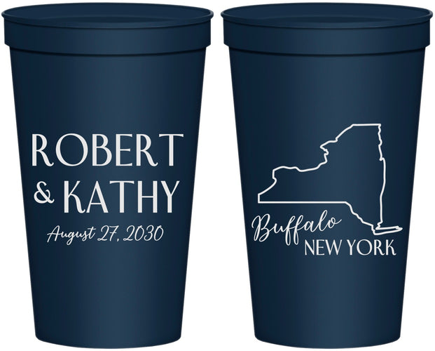 Personalized Wedding 22 oz Stadium Cups - New York | 131