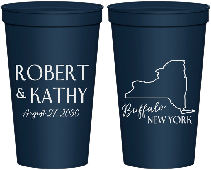 Personalized Wedding 22 oz Stadium Cups - New York | 131