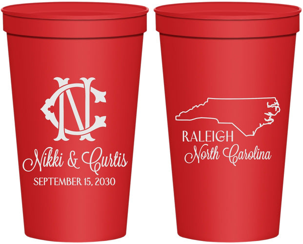Personalized Wedding 22 oz Stadium Cups - North Carolina | 132