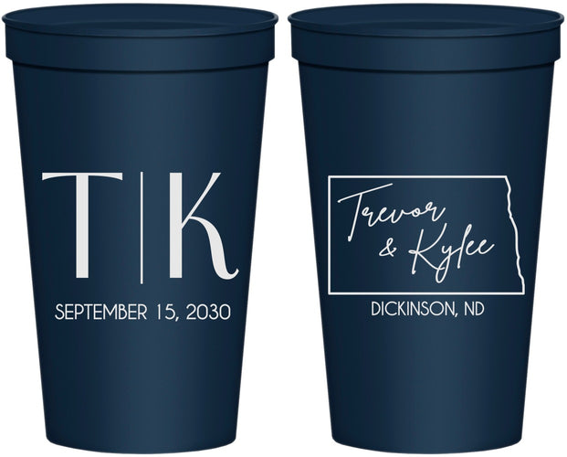 Personalized Wedding 22 oz Stadium Cups - North Dakota | 133