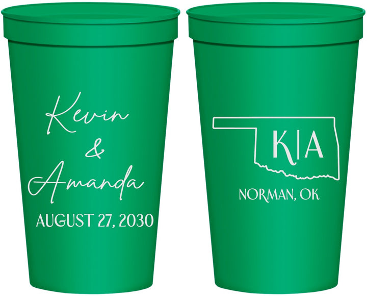 Personalized Wedding 22 oz Stadium Cups - Oklahoma | 135