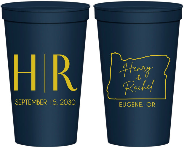 Personalized Wedding 22 oz Stadium Cups - Oregon | 136