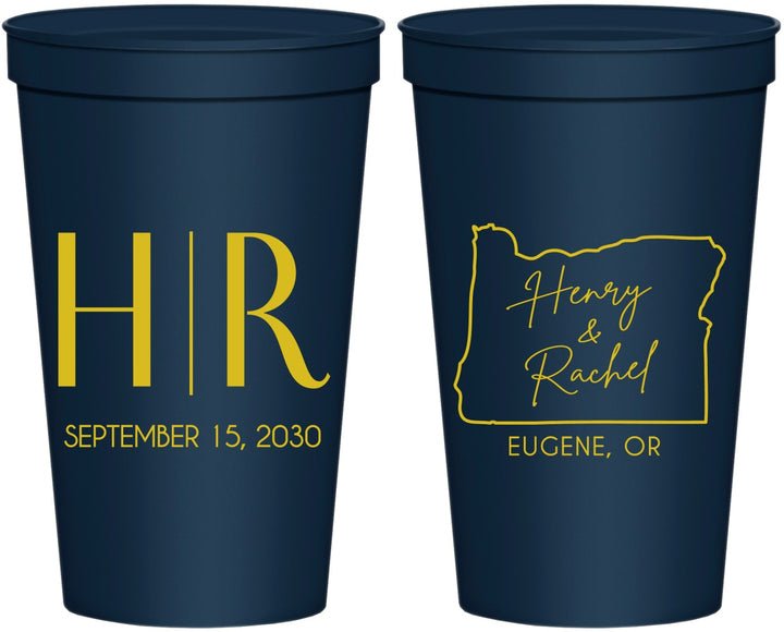 Personalized Wedding 22 oz Stadium Cups - Oregon | 136