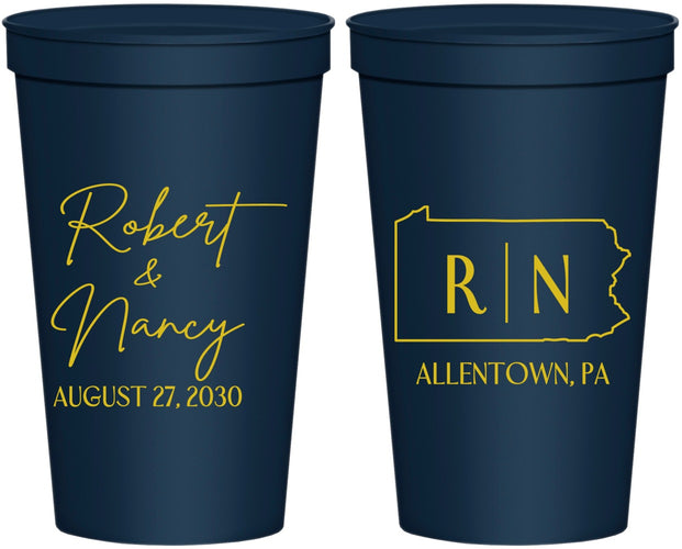 Personalized Wedding 22 oz Stadium Cups - Pennsylvania | 137