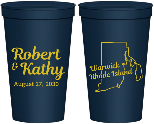 Personalized Wedding 22 oz Stadium Cups - Rhode Island | 138