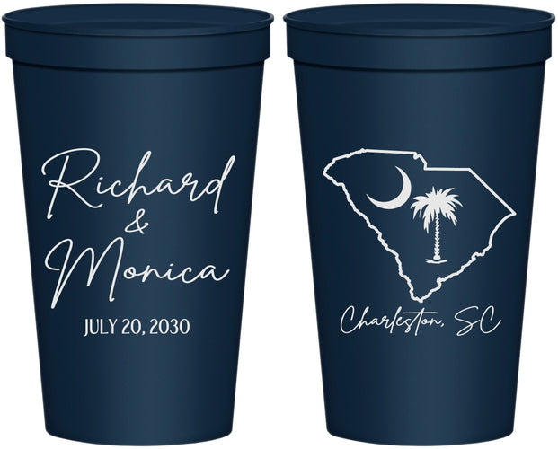 Personalized Wedding 22 oz Stadium Cups - South Carolina | 139